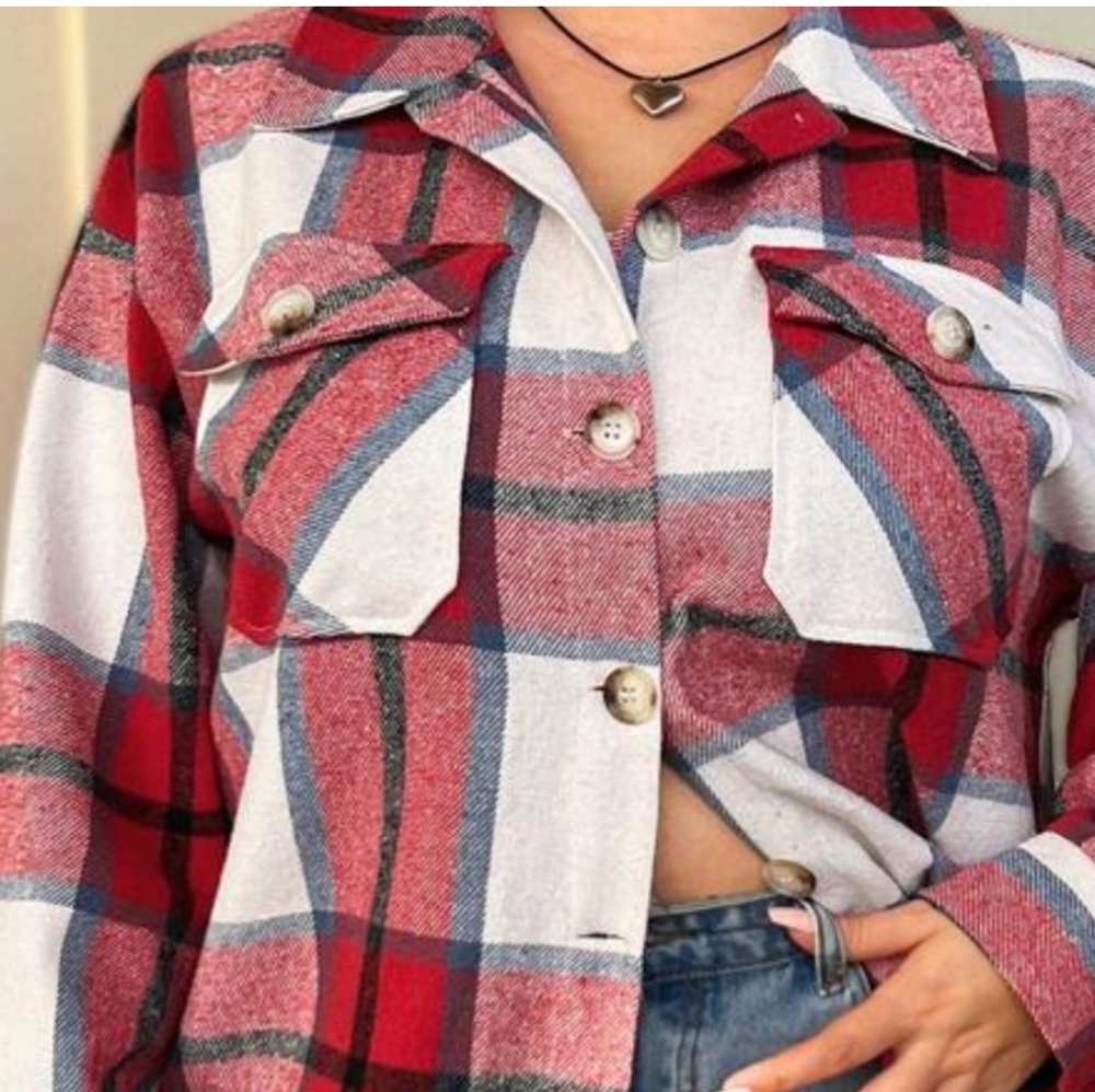Women Plaid Shacket